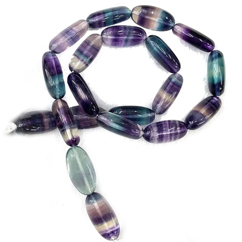 Fluorite Stone Beads 15'' Purple Oval DIY Loose Beads Jewelry Making Women