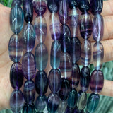 Fluorite Stone Beads 15'' Purple Oval DIY Loose Beads Jewelry Making Women