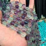 Fluorite Stone Beads 15'' Carved Flower Coin Button DIY Loose Beads