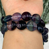 Fluorite Stone Beads 15'' Coin DIY Loose Beads Jewelry Making Women Necklace