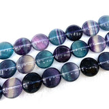 Fluorite Stone Beads 15'' Coin DIY Loose Beads Jewelry Making Women Necklace