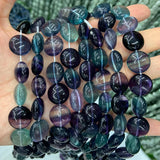 Fluorite Stone Beads 15'' Coin DIY Loose Beads Jewelry Making Women Necklace