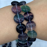 Fluorite Stone Beads 15'' Coin DIY Loose Beads Jewelry Making Women Necklace