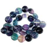 Fluorite Stone Beads 15'' Coin DIY Loose Beads Jewelry Making Women Necklace