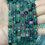 Natural Fluorite Stone Beads 15'' Faceted Rondelle for Jewelry Making