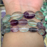 Natural Fluorite Stone Beads 15'' Oval Shape for Jewelry Making