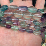 Natural Fluorite Stone Beads 15'' Oval Shape for Jewelry Making
