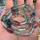 Natural Fluorite Stone Beads 15'' Oval Shape for Jewelry Making