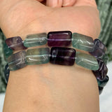Fluorite Stone Beads 15'' Rectangle DIY Loose Beads For Jewelry Making