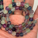 Natural Fluorite Stone Beads 15'' Round Carved Rose DIY Loose Beads