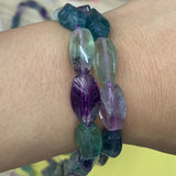 Fluorite Stone Beads 15'' Round Twist Column DIY Loose Beads For Jewelry Making