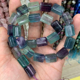 Fluorite Stone Beads 15'' Round Twist Column DIY Loose Beads For Jewelry Making