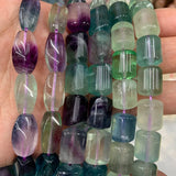 Fluorite Stone Beads 15'' Round Twist Column DIY Loose Beads For Jewelry Making