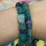 Fluorite Stone Beads 15'' Round Twist Column DIY Loose Beads For Jewelry Making