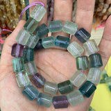 Fluorite Stone Beads 15'' Round Twist Column DIY Loose Beads For Jewelry Making
