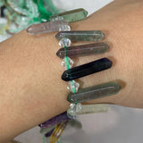 Fluorite Stone Beads 15'' Sticks Crystal Point Shape DIY Loose Beads