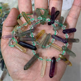 Fluorite Stone Beads 15'' Sticks Crystal Point Shape DIY Loose Beads
