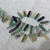 Fluorite Stone Beads 15'' Sticks Crystal Point Shape DIY Loose Beads