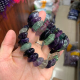 Natural Fluorite Stone Beads Bracelet Gemstone Bangle Gift