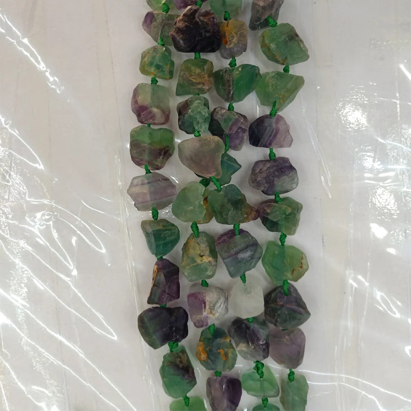 Natural Fluorite Stone Beads Loose Purple Green Stones for DIY Necklace Making