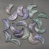 Fluorite Stone Moon Shaped Gemstone Home Ornament Decor Craft Gift