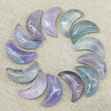 Fluorite Stone Moon Shaped Gemstone Home Ornament Decor Craft Gift