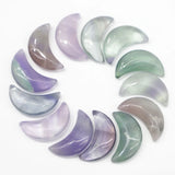 Fluorite Stone Moon Shaped Gemstone Home Ornament Decor Craft Gift