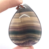Fluorite Stone Necklace Pendant Jewelry Love Luck Gift Crystal Silver 54x36x17mm