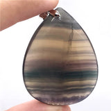 Fluorite Stone Necklace Pendant Jewelry Love Luck Gift Crystal Silver 54x36x17mm