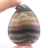 Fluorite Stone Necklace Pendant Jewelry Love Luck Gift Crystal Silver 54x36x17mm