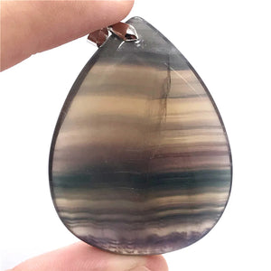 Fluorite Stone Necklace Pendant Jewelry Love Luck Gift Crystal Silver 54x36x17mm