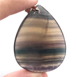 Fluorite Stone Necklace Pendant Jewelry Love Luck Gift Crystal Silver 54x36x17mm