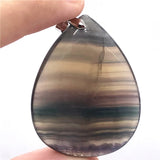 Fluorite Stone Necklace Pendant Jewelry Love Luck Gift Crystal Silver 54x36x17mm