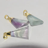 Fluorite Triangle Pendant Jewelry Green Purple Plating Stone Necklace
