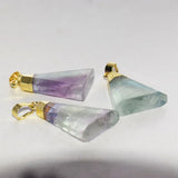 Fluorite Triangle Pendant Jewelry Green Purple Plating Stone Necklace