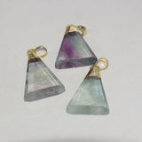Fluorite Triangle Pendant Jewelry Green Purple Plating Stone Necklace