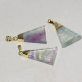 Fluorite Triangle Pendant Jewelry Green Purple Plating Stone Necklace