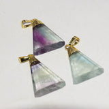 Fluorite Triangle Pendant Jewelry Green Purple Plating Stone Necklace