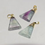 Fluorite Triangle Pendant Jewelry Green Purple Plating Stone Necklace