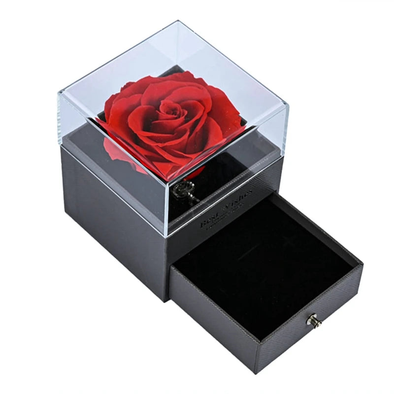 Natural Forever Rose Jewelry Box Love Necklace Preserved Flowers