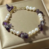 Freshwater Pearls Amethyst Bracelet Round Pendant Wedding Jewelry