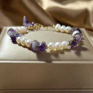 Freshwater Pearls Amethyst Bracelet Round Pendant Wedding Jewelry
