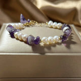 Freshwater Pearls Amethyst Bracelet Round Pendant Wedding Jewelry
