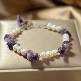 Freshwater Pearls Amethyst Bracelet Round Pendant Wedding Jewelry