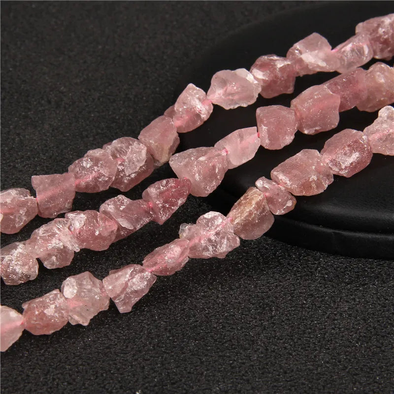 Natural Strawberry Crystal Rough Stone Beads DIY Irregular Quartz Nugget