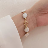 Fresh Button Pearl Bracelet w/ ECO Brass Beads & 14kGold Clasp