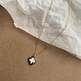 Natural Shell Choker Flowers Necklace 14K Pendant Women Wedding