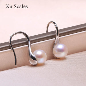 Cherry Pink Freshwater Pearl Earrings with S925 Sterling Silver Hooks