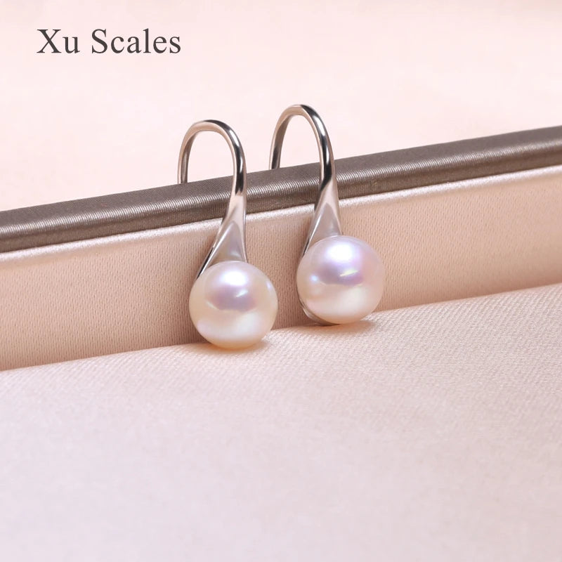 Cherry Pink Freshwater Pearl Earrings with S925 Sterling Silver Hooks