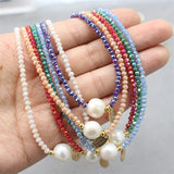 Baroque Pearl Necklace Crystal Glass Beads Choker Pendant
